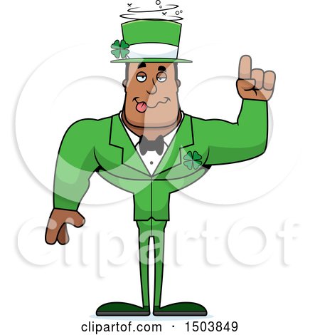 Clipart of a Drunk Buff Black Irish Male Leprechaun - Royalty Free Vector Illustration by Cory Thoman