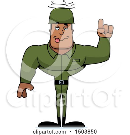 Clipart of a Drunk Buff African American Male Army Soldier - Royalty Free Vector Illustration by Cory Thoman