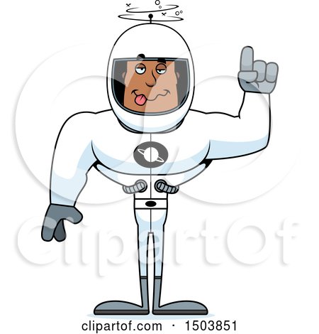 Clipart of a Drunk Buff African American Male Astronaut - Royalty Free Vector Illustration by Cory Thoman