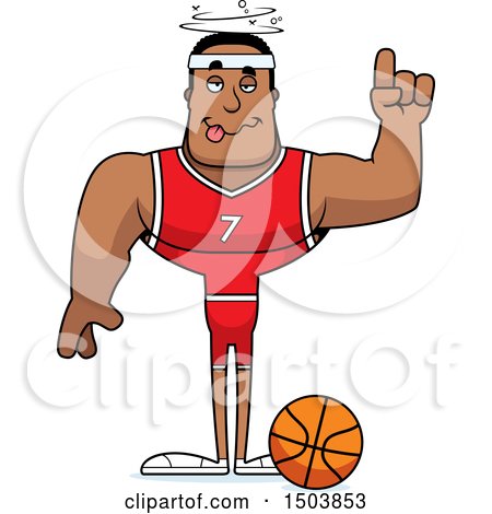 Clipart of a Drunk Buff African American Male Basketball Player - Royalty Free Vector Illustration by Cory Thoman