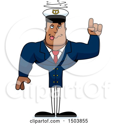 Clipart of a Drunk Buff African American Male Sea Captain - Royalty Free Vector Illustration by Cory Thoman