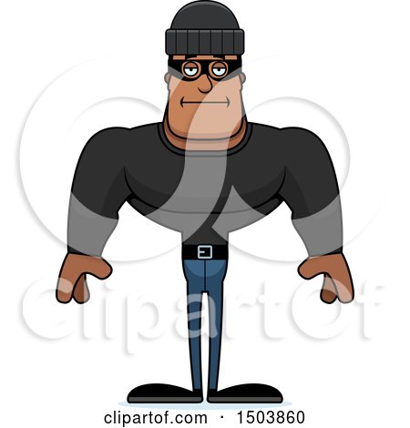 Clipart of a Bored Buff African American Male Robber - Royalty Free Vector Illustration by Cory Thoman