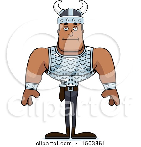 Clipart of a Bored Buff African American Male Viking - Royalty Free Vector Illustration by Cory Thoman