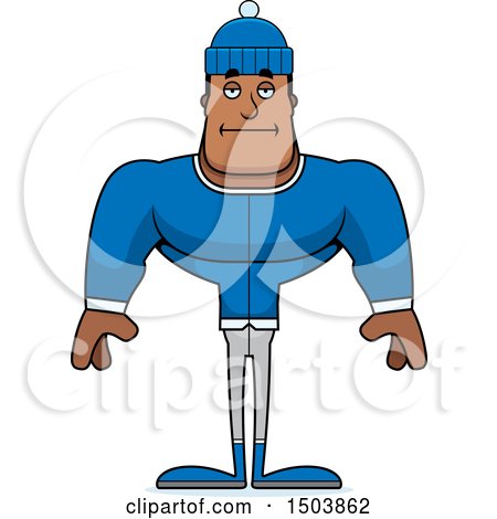 Clipart of a Bored Buff African American Winter Man - Royalty Free Vector Illustration by Cory Thoman