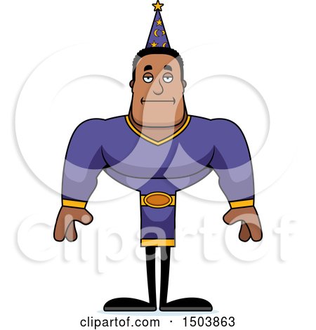 Clipart of a Bored Buff African American Male Wizard - Royalty Free Vector Illustration by Cory Thoman