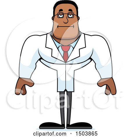 Clipart of a Bored Buff African American Male Scientist - Royalty Free Vector Illustration by Cory Thoman