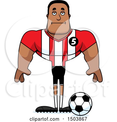 Clipart of a Bored Buff African American Male Soccer Player - Royalty Free Vector Illustration by Cory Thoman