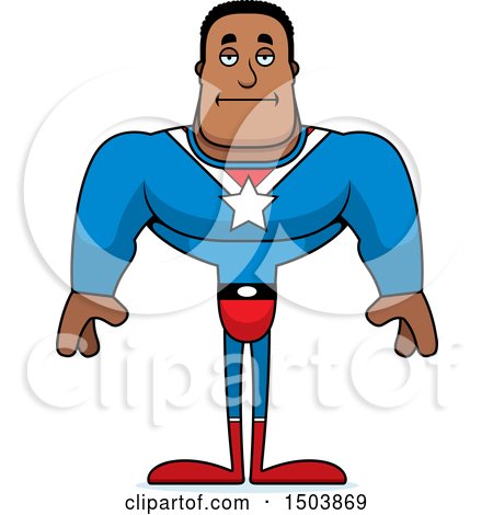 Clipart of a Bored Buff African American Male Super Hero - Royalty Free Vector Illustration by Cory Thoman