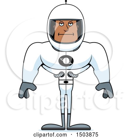 Clipart of a Bored Buff African American Male Astronaut - Royalty Free Vector Illustration by Cory Thoman