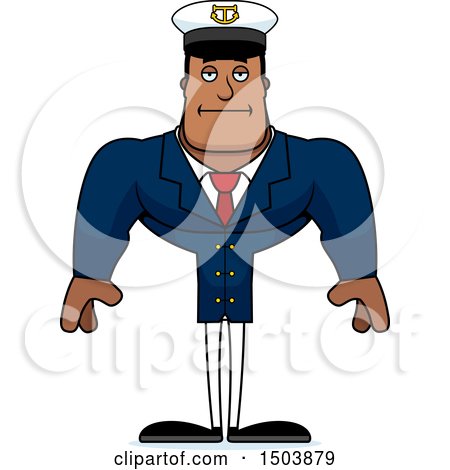 Clipart of a Bored Buff African American Male Sea Captain - Royalty Free Vector Illustration by Cory Thoman