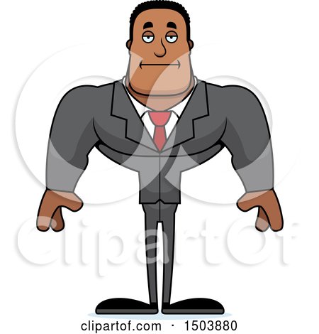 Clipart of a Bored Buff African American Business Man - Royalty Free Vector Illustration by Cory Thoman