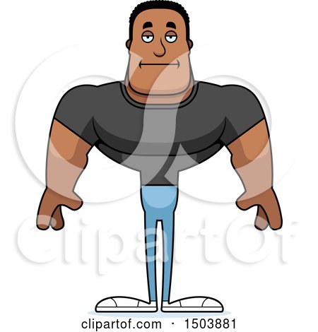Clipart of a Bored Buff African American Casual Man - Royalty Free Vector Illustration by Cory Thoman