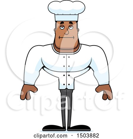 Clipart of a Bored Buff African American Male Chef - Royalty Free Vector Illustration by Cory Thoman