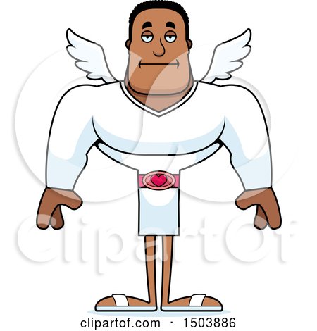 Clipart of a Bored Buff African American Male Cupid - Royalty Free Vector Illustration by Cory Thoman