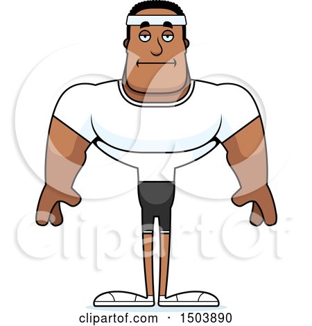 Clipart of a Bored Buff African American Fitness Man - Royalty Free Vector Illustration by Cory Thoman