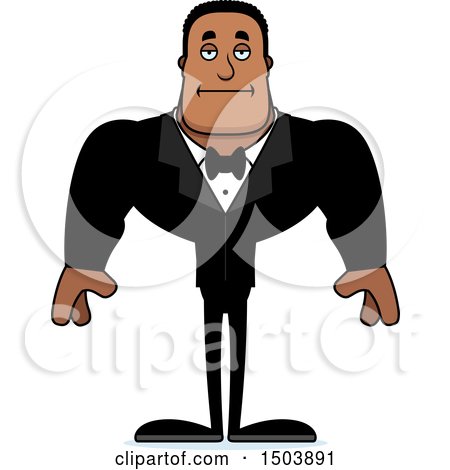 Clipart of a Bored Buff African American Male Groom - Royalty Free Vector Illustration by Cory Thoman