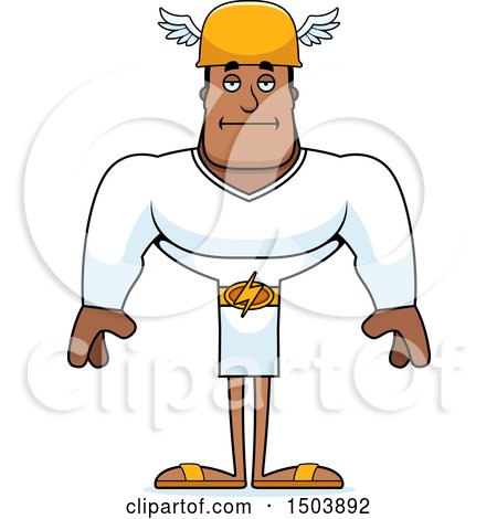 Clipart of a Bored Buff African American Male Hermes - Royalty Free Vector Illustration by Cory Thoman