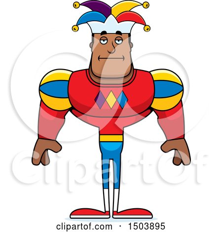 Clipart of a Bored Buff African American Male Jester - Royalty Free Vector Illustration by Cory Thoman