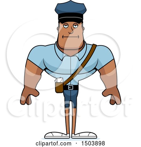 Clipart of a Bored Buff African American Male Police Officer - Royalty Free Vector Illustration by Cory Thoman