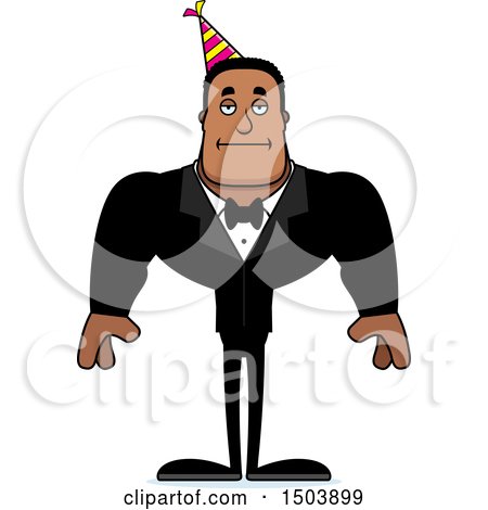 Clipart of a Bored Buff African American Party Man - Royalty Free Vector Illustration by Cory Thoman