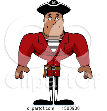 Clipart of a Bored Buff African American Male Pirate Captain - Royalty Free Vector Illustration by Cory Thoman