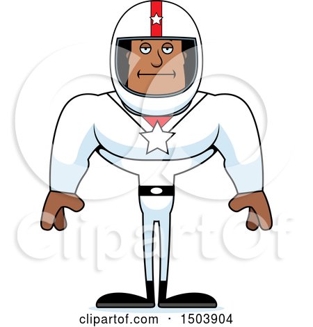 Clipart of a Bored Buff African American Male Racer - Royalty Free Vector Illustration by Cory Thoman