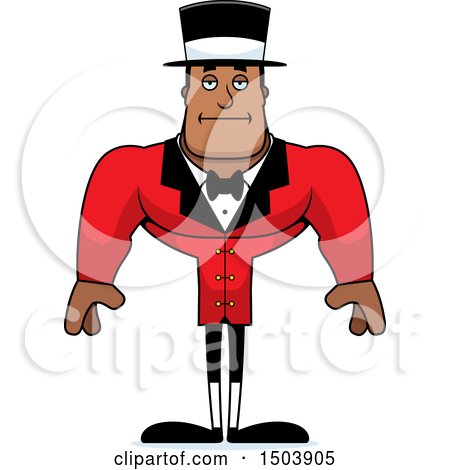 Clipart of a Bored Buff African American Male Circus Ringmaster - Royalty Free Vector Illustration by Cory Thoman