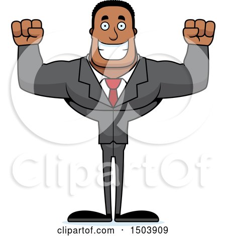 Clipart of a Cheering Buff African American Business Man - Royalty Free Vector Illustration by Cory Thoman