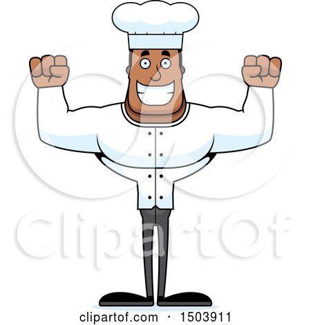 Clipart of a Cheering Buff African American Male Chef - Royalty Free Vector Illustration by Cory Thoman
