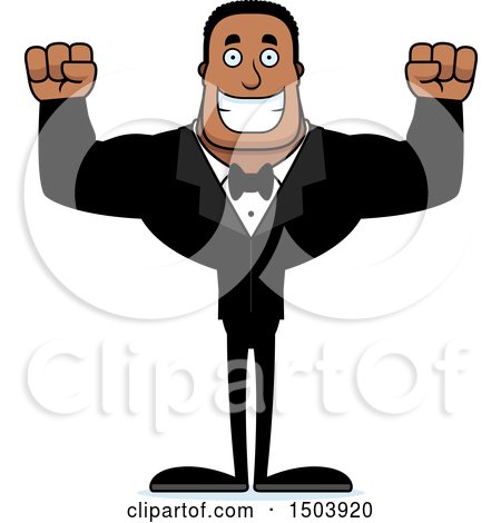 Clipart of a Cheering Buff African American Male Groom - Royalty Free Vector Illustration by Cory Thoman