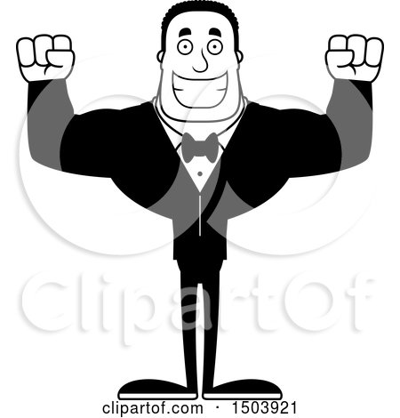 Clipart of a Cheering Buff African American Male Groom - Royalty Free Vector Illustration by Cory Thoman