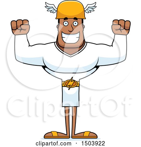 Clipart of a Cheering Buff African American Male Hermes - Royalty Free Vector Illustration by Cory Thoman