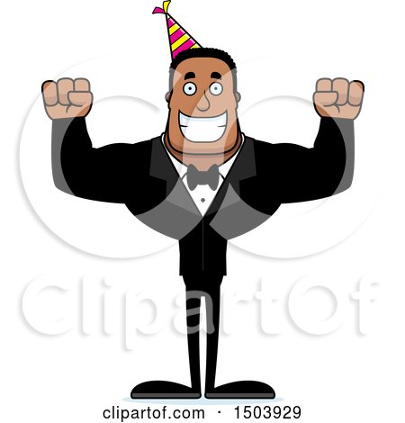 Clipart of a Cheering Buff African American Party Man - Royalty Free Vector Illustration by Cory Thoman