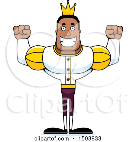 Clipart of a Cheering Buff African American Male Prince - Royalty Free Vector Illustration by Cory Thoman