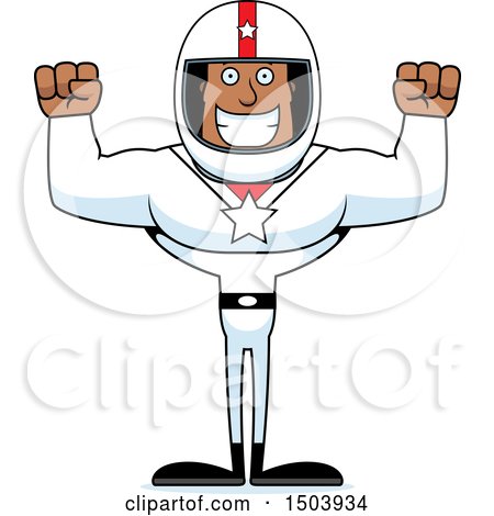 Clipart of a Cheering Buff African American Male Racer - Royalty Free Vector Illustration by Cory Thoman