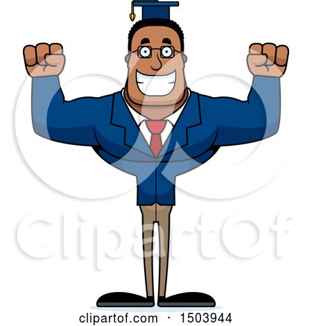 Clipart of a Cheering Buff African American Male Teacher - Royalty Free Vector Illustration by Cory Thoman