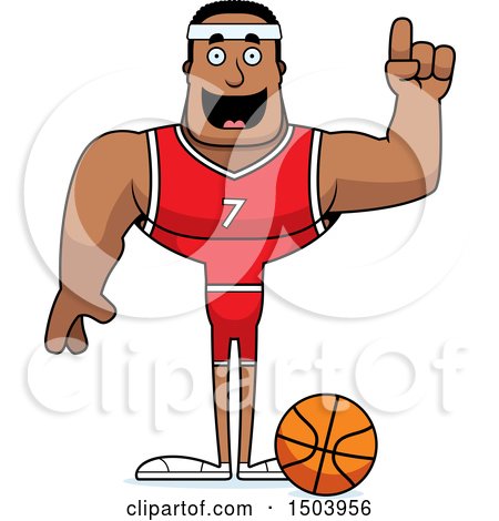 Clipart of a Buff African American Male Basketball Player with an Idea - Royalty Free Vector Illustration by Cory Thoman