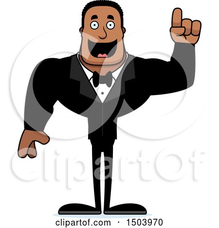 Clipart of a Buff African American Male Groom with an Idea - Royalty Free Vector Illustration by Cory Thoman