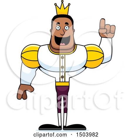 Clipart of a Buff African American Male Prince with an Idea - Royalty Free Vector Illustration by Cory Thoman