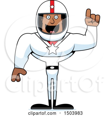 Clipart of a Buff African American Male Racer with an Idea - Royalty Free Vector Illustration by Cory Thoman