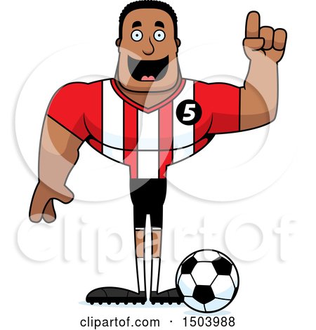 Clipart of a Buff African American Male Soccer Player with an Idea - Royalty Free Vector Illustration by Cory Thoman