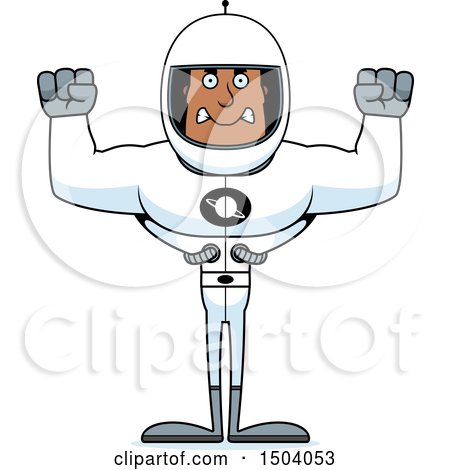 Clipart of a Mad Buff African American Male Astronaut - Royalty Free Vector Illustration by Cory Thoman