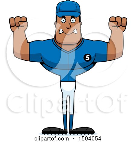 Clipart of a Mad Buff African American Male Baseball Player - Royalty Free Vector Illustration by Cory Thoman