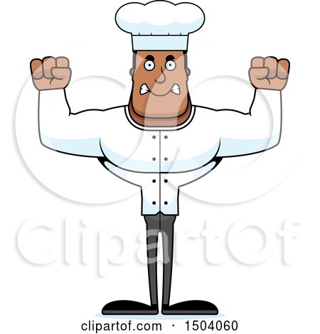 Clipart of a Mad Buff African American Male Chef - Royalty Free Vector Illustration by Cory Thoman
