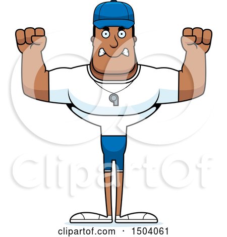 Clipart of a Mad Buff African American Male Coach - Royalty Free Vector Illustration by Cory Thoman