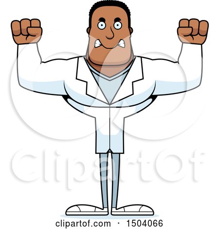 Clipart of a Mad Buff African American Male Doctor - Royalty Free Vector Illustration by Cory Thoman