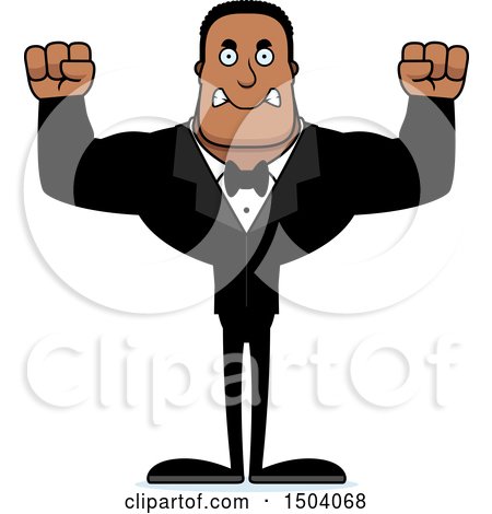 Clipart of a Mad Buff African American Male Groom - Royalty Free Vector Illustration by Cory Thoman