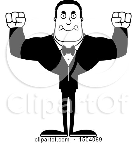 Clipart of a Mad Buff African American Male Groom - Royalty Free Vector Illustration by Cory Thoman