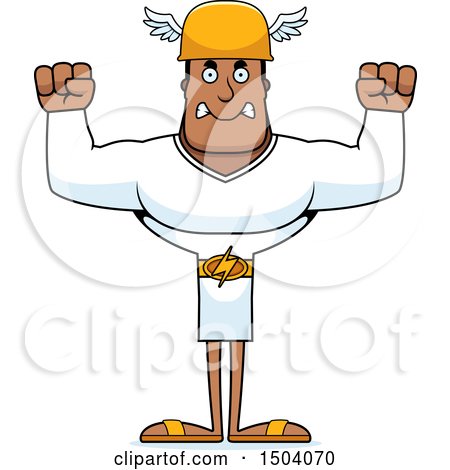 Clipart of a Mad Buff African American Male Hermes - Royalty Free Vector Illustration by Cory Thoman