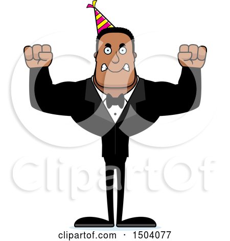 Clipart of a Mad Buff African American Party Man - Royalty Free Vector Illustration by Cory Thoman
